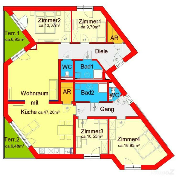 Wohnung - 8010, Graz - großzügige 5-Zimmer-Neubauwohnung mit zwei kleinen Terrassen im Villenvierteln zwischen UNI und LKH - Nähe Hilmteich