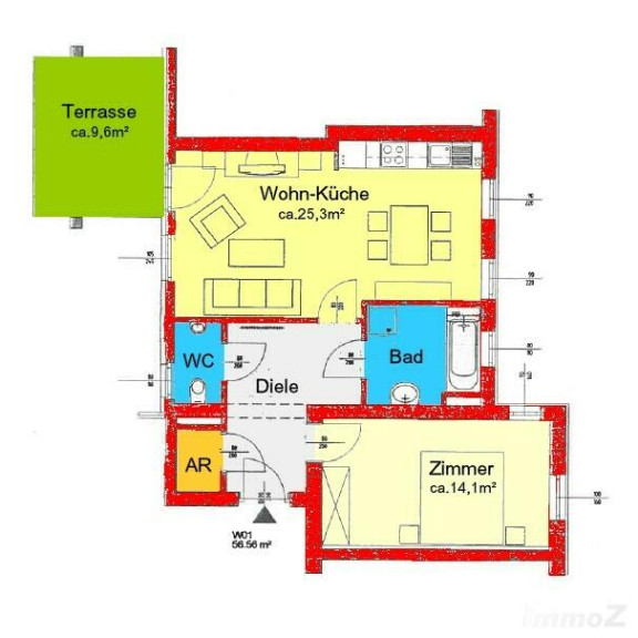 Wohnung - 8047, Graz - traumhaftes 2-Zimmer-Apartment mit Terrasse in Waltendorf - Nähe Schloss Lustbühel