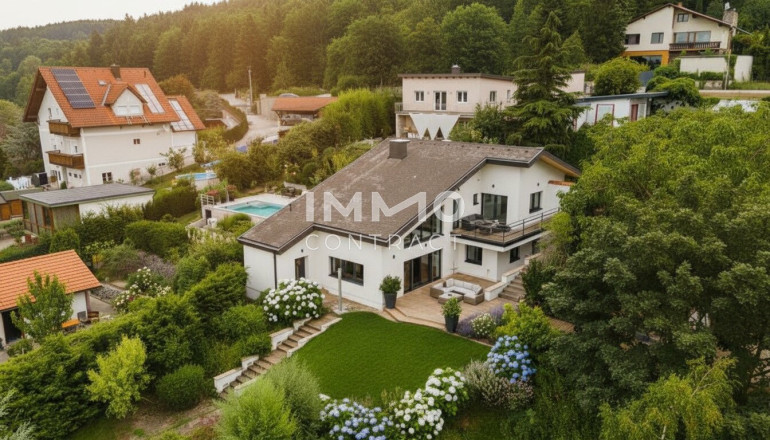 Haus - 2410, Hainburg an der Donau - Fernblick Refugium am Hexenberg – Exklusive Architektenvilla in Besthanglage mit Schwimmteich und Gästehaus