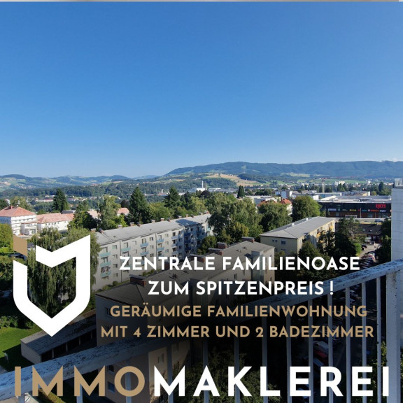 Wohnung - 4400, Steyr - + ZENTRALE FAMILIENOASE ZUM SPITZENPREIS +
GERÄUMIGE FAMILIENWOHNUNG MIT 4 ZIMMER UND 2 BADEZIMMER !