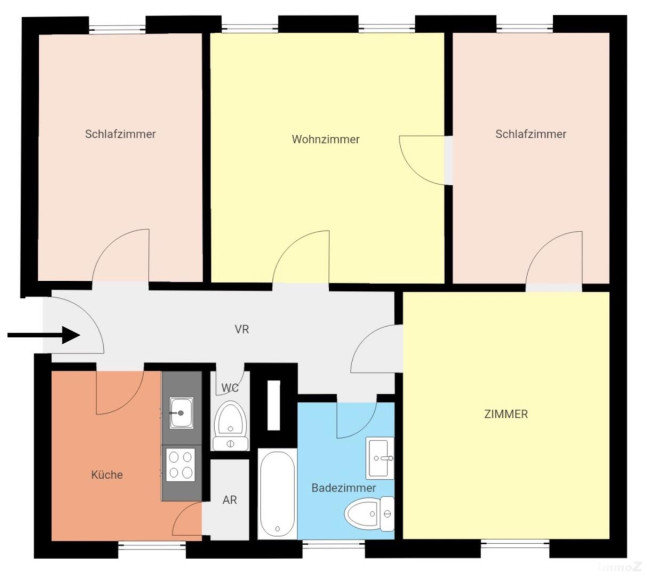 Wohnung - 8010, Graz - ab 1.2.2026 - St.Leonhard, gepflegte 4 Zimmer Wohnung mit möblierter Küche.