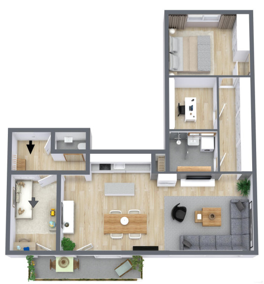 Wohnung - 8020, Graz - Helle Eigentumswohnung mit 3,5 Zimmer und Westbalkon im obersten Stock in 8020 Graz! Anlegerwohnung!