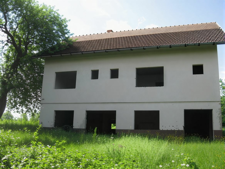 Haus - 44415, Topusko - Zentral-Kroatien: Großes Grundstück mit direktem Flusszugang  in Termal- und Heilbad Region Topusko mit bestehendem Rohbau