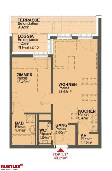 Wohnung - 1210, Wien - sonnige Wohnung mit Blick mit Grünblick in ruhiger Lage - nähe Marchfeldkanal 