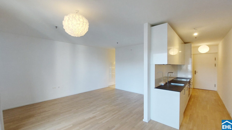 Wohnung - 1100, Wien - Sonnwendviertel: 1-Zimmer-Wohnung mit Balkon in der 8. Etage – Fitnessraum, Co-Working & Rooftop-Terrasse inklusive!