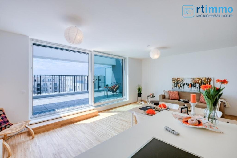 Wohnung - 1100, Wien - NEUWERTIGE DACHGESCHOSSWOHNUNG MIT GROSSER TERRASSE + GARAGENPLATZ + AIRCONDITION - U1 NÄHE