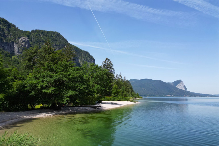 Grundstück - 4866, Oberburgau - Badeplatz mit Kiesstrand