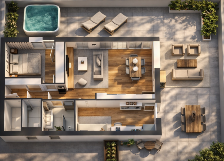 Wohnung - 8055, Graz,17.Bez.:Puntigam - Provisionsfreies Penthouse, 3 Zimmer, große Terrasse, Klimatisierung und Raumbelüftung, Luftwärmepumpe, E-Parkplätze, Ruhelage in Graz