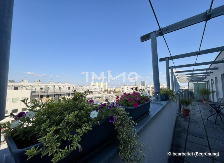 Wohnung - 1200, Wien,Brigittenau - Lichtdurchflutete 2-Zimmer-Wohnung (möbliert) mit großer Terrasse im letzten Liftstock
