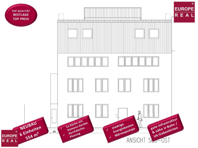 Zinshaus Renditeobjekt - 1230, Wien,Liesing - NEUBAU-WOHNHAUS, 6 EINHEITEN, ca. 554 m² NWF, MIT SOLE-WÄRMEPUMPE, IDEAL für INVESTOREN