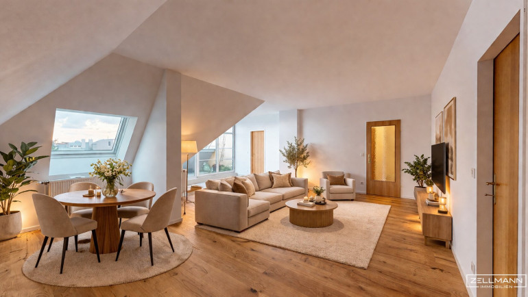 Wohnung - 1230, Wien - LIESING - Nähe Riverside | geräumige Dachgeschosswohnung mit großzügigem Wohnbereich, Terrasse & extra Küche | ZELLMANN IMMOBILIEN