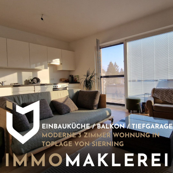 Wohnung - 4522, Sierning - -EINBAUKÜCHE / BALKON / LIFT / TIEFGARAGE-
MODERNE 3 - ZIMMER WOHNUNG IN TOPLAGE VON SIERNING !