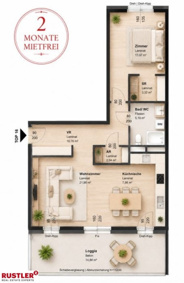 Wohnung - 8020, Graz - SPECIAL: 2 Monate Mietfrei | Stilvolle Wohnung mit Loggia