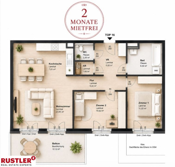 Wohnung - 8020, Graz - Top-Angebot: 2 MONATE MIETFREI | Modern - Zentral - Mit Balkon