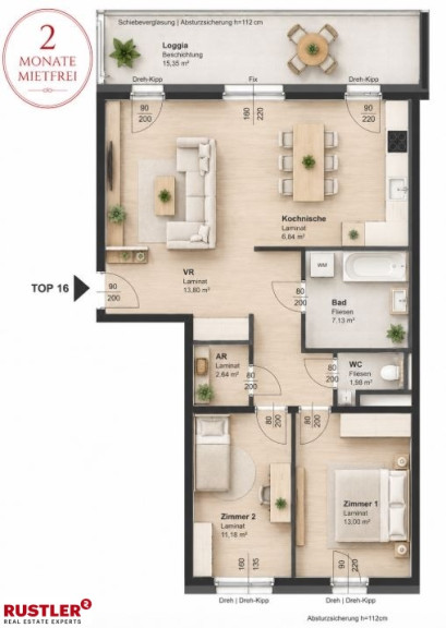 Wohnung - 8020, Graz - Sehr gut aufgeteilte 3 Zimmerwohnung - WG geeignet!