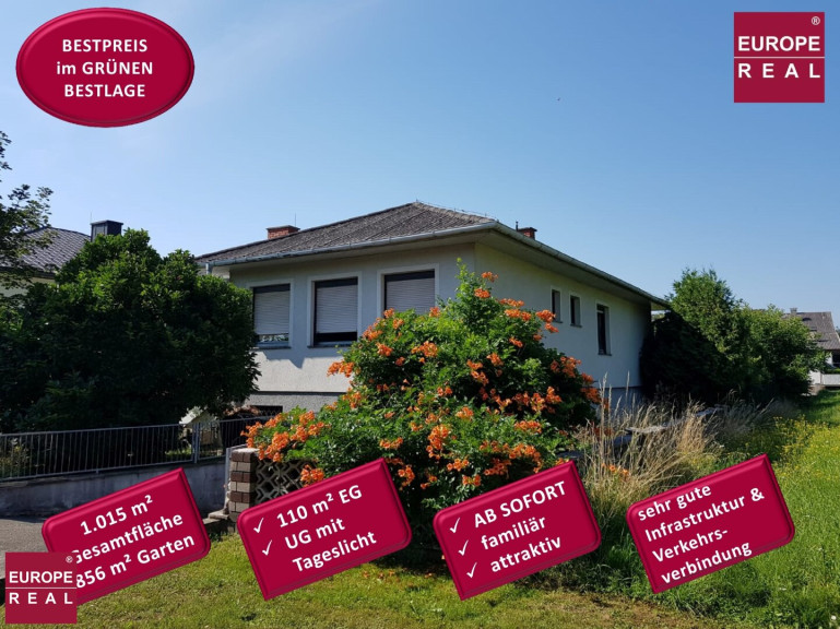 Haus - 7400, Oberwart - 225 m² Zentrales Einfamilienhaus (115 m² Erdgeschoss + 110 m² Untergeschoss), 1.015 m² Grundstücksfläche, Kellergeschoss mit direktem Tageslicht