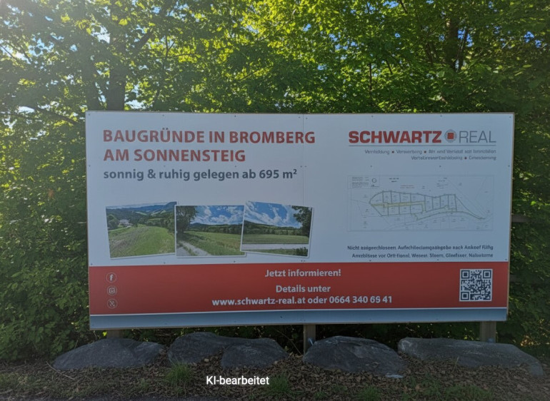 Grundstück - 2833, Bromberg - Bromberg - Bad Erlach-Nähe - neu parzellierte, sonnige Baugrundstücke in leichter Hanglage ab € 68.110,00