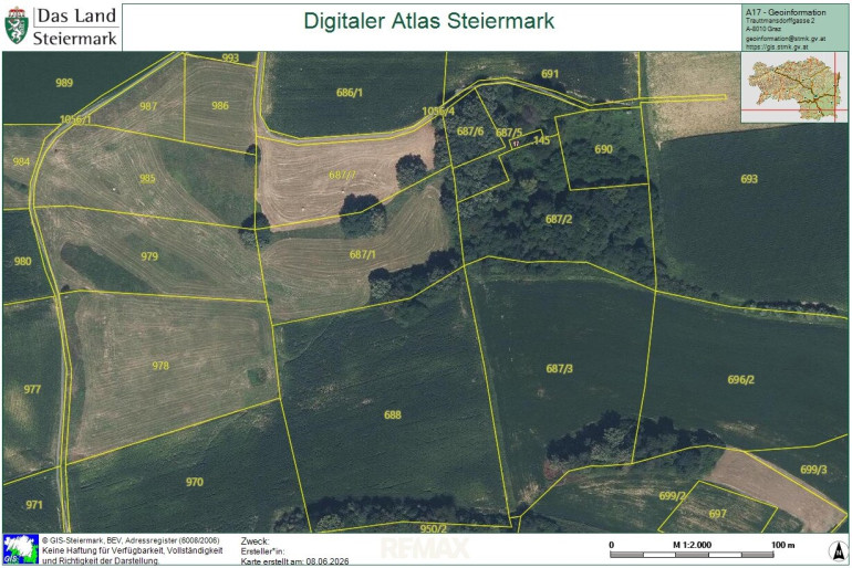 Grundstück - 8354, Aigen - Vielseitiges Grundstück mit Landwirtschaftsfläche, Wald und Baupotenzial in Aigen