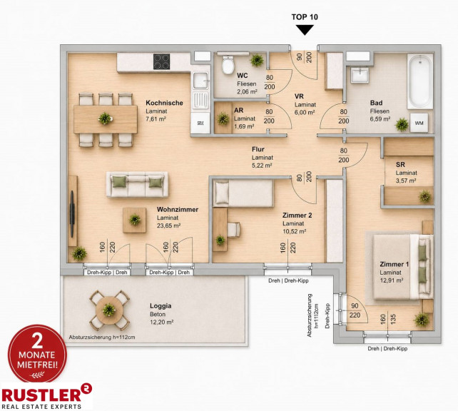 Wohnung - 8020, Graz - 2 MONATE MIETFREI! 3-Zimmer-Wohnung - Citynah wohnen