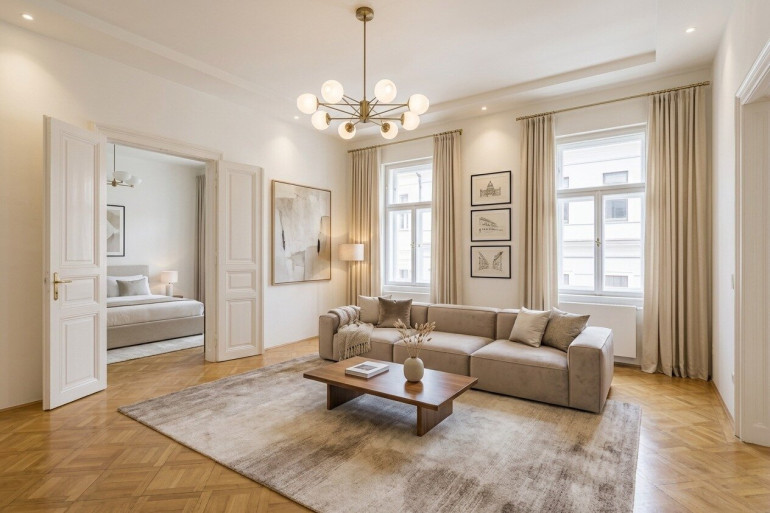 Wohnung - 1040, Wien - Zauberhafte Altbauwohnung mit großzügigem BALKON und GARAGE – ruhige Toplage direkt beim Karlsplatz