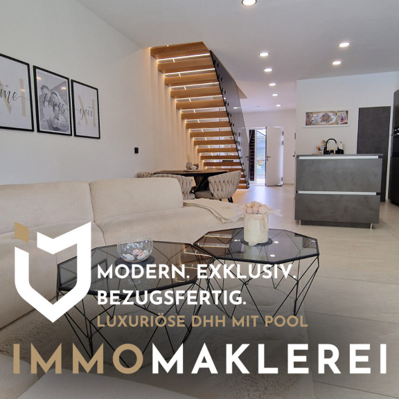 Haus - 4540, Bad Hall - + ALL INKLUSIVE +
LUXURIÖSE DHH MIT RANDLAGE INKL. POOL UND EXKLUSIVER EINRICHTUNG !