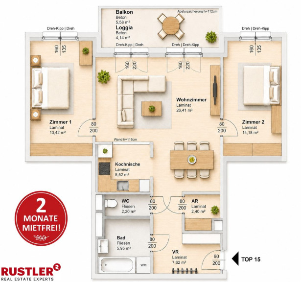 Wohnung - 8020, Graz - 2 MONATE MIETFREI | Charmantes Zuhause mit Balkon