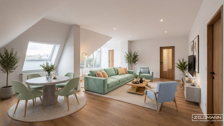 Wohnung - 1230, Wien - NÄHE RIVERSIDE | DG-Wohnung mit großzügigem Wohnbereich, 3 Zimmer + extra Küche | Abstellraum | ZELLMANN IMMOBILIEN