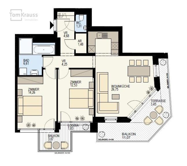 Wohnung - 1030, Wien / Wien 3., Landstraße - SONNIGES WOHNEN IM 4. OBERGESCHOSS – 3 ZIMMER MIT GROSSZÜGIGEN FREIFLÄCHEN