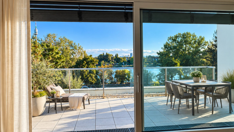 Wohnung - 1210, Wien - 1210 Wien - Alte Donau | TERRASSENWOHNUNG 115 m², 4 Zimmer, 42 m² Terrassen | E-Garage | Traumausblick zur Alten Donau