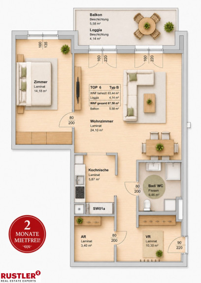 Wohnung - 8020, Graz - 2 MONATE MIETFREI! Komfortables Wohnen nahe Grazer Hauptbahnhof