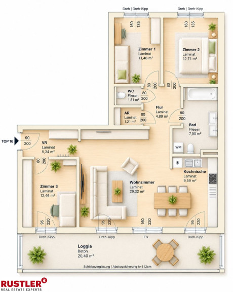 Wohnung - 8020, Graz - NEUBAU MIT RAUMGEFÜHL | 4-Zimmerwohnung mit großer Loggia
