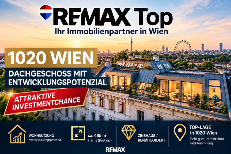 Zinshaus Renditeobjekt - 1020, Wien,Leopoldstadt - Dachgeschoss mit Entwicklungspotenzial in 1020 Wien