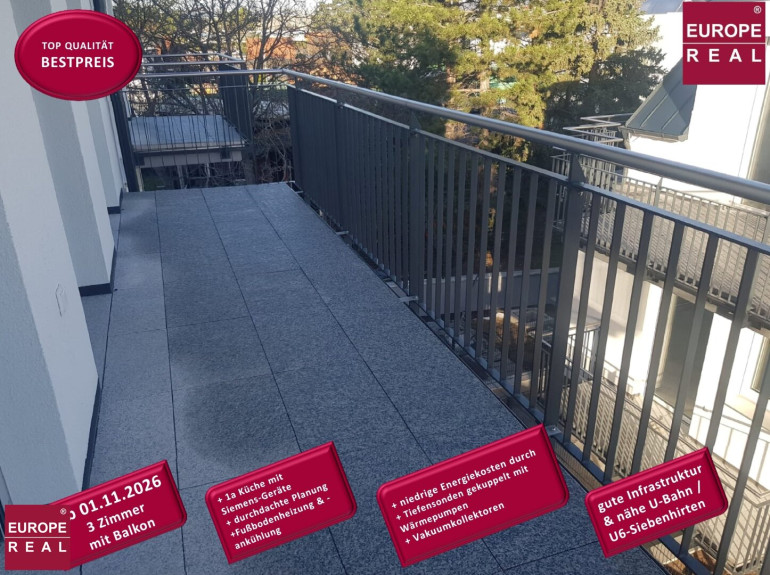 Wohnung - 1230, Wien - hell + HOCHWERTIG + niedrige Energiekosten + U-Bahn Nähe