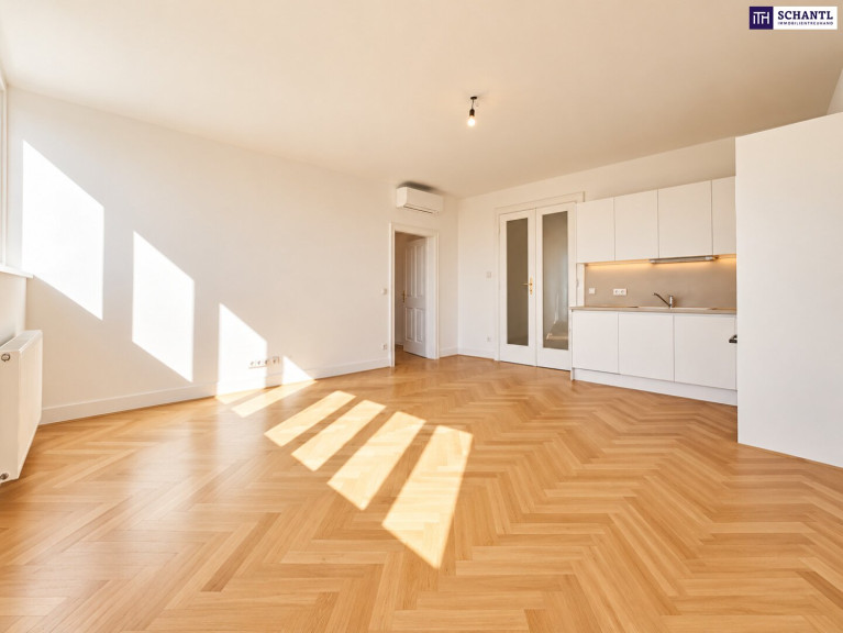 Wohnung - 1050, Wien - LICHT AN. ALTBAU AN. ANGEKOMMEN. – 2 Zimmer. Ganz oben. Ganz hell. Ganz schön 1050!