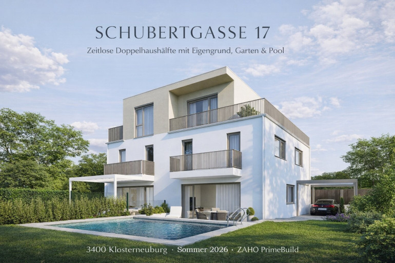 Haus - 3400, Klosterneuburg - Zeitlose Doppelhaushälfte mit Pool und Carport