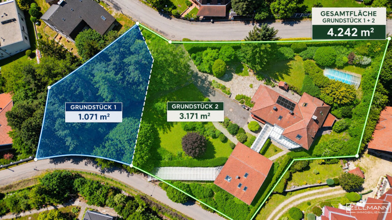 Grundstück - 3001, Mauerbach - BAUGRUNDSTÜCK IN MAUERBACH – 4.242 m² IN RUHIGER HANG- UND GRÜNLAGE MIT ENTWICKLUNGSPOTENZIAL | MIT ALTBESTAND | ZELLMANN IMMOBILIEN